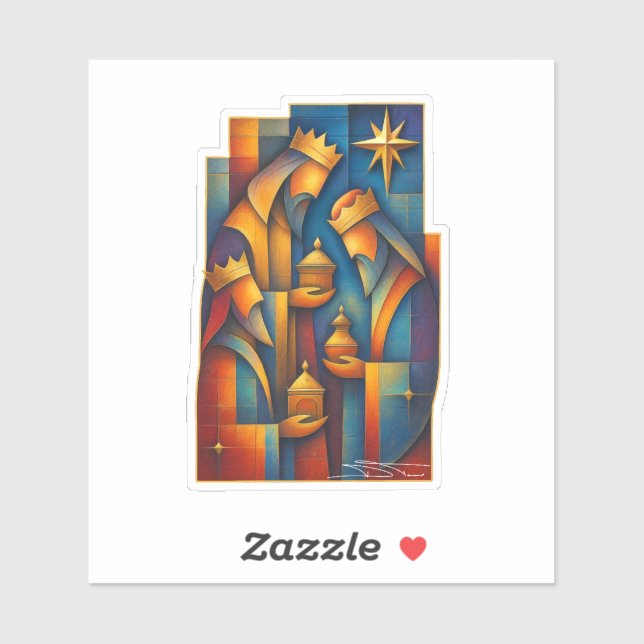 Adesivo Geometric Magi - Three Wise Men Christmas Star Art (Folha)