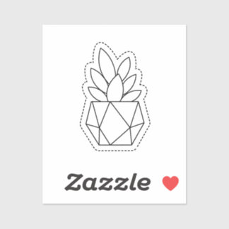 Adesivo Geometric Succulent Plant in Pot Line Art Sticker 