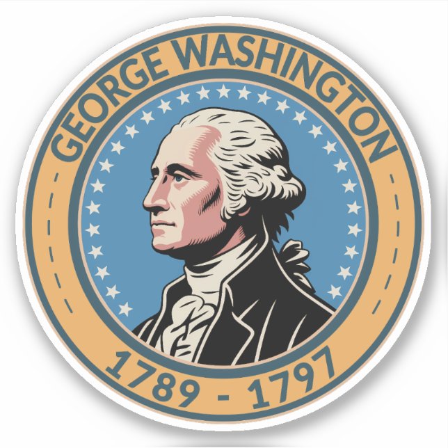 Adesivo George Washington US President Illustration Badge (Frente)