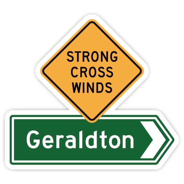 Adesivo Geraldton, Vinheta de Sinal de Estrada da Austráli (Geraldton Western Australia Highway Sign Sticker)