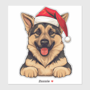 Adesivo German shepherd de Natal Festivo Beijo Cortado Ade