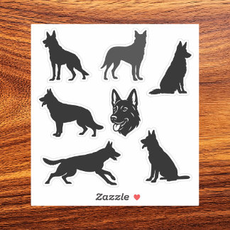 Adesivo German Shepherd Dog Black Silhouettes Set