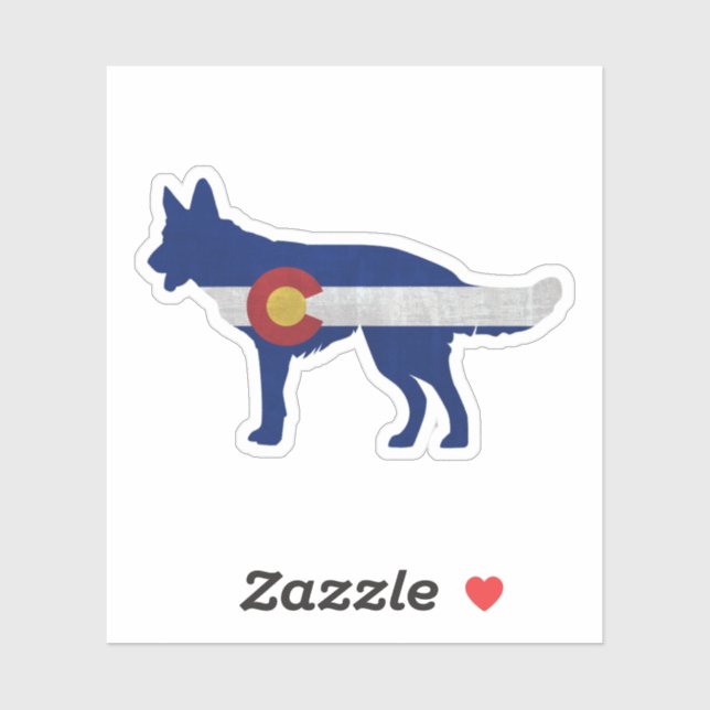 Adesivo German shepherd Silhouette Colorado Flag (Folha)