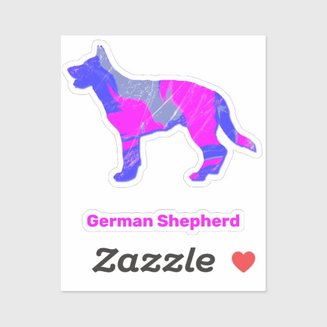 Adesivo German shepherd Silhout Pink&Blue Sticker (Folha)