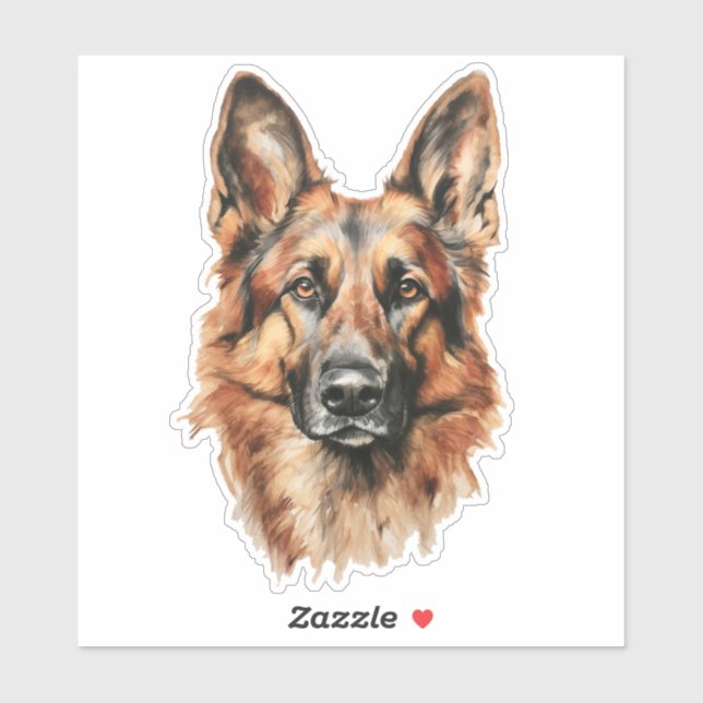 Adesivo German Shepherd Watercolor Portrait Sticker (Folha)