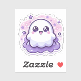 Adesivo Ghost Sticker Kawaii Bonito com Estrelas e Faíscas