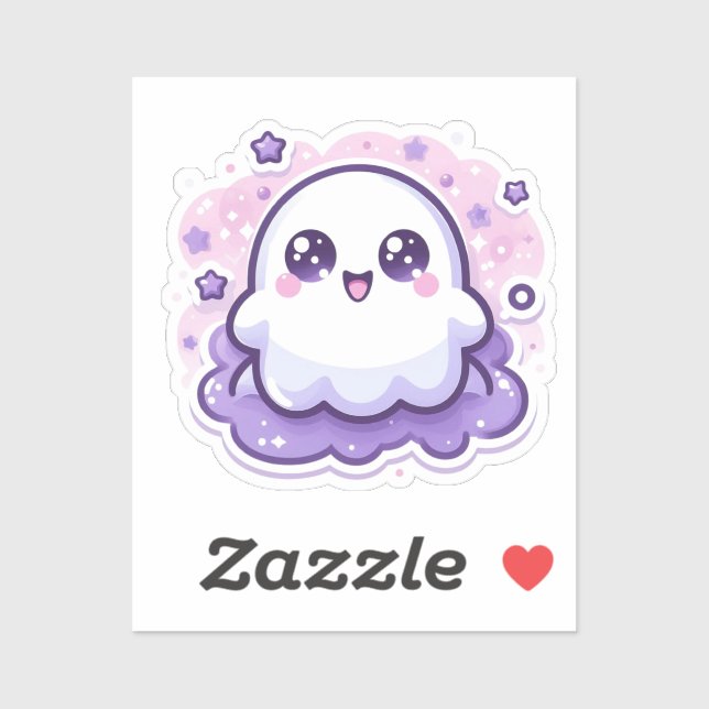 Adesivo Ghost Sticker Kawaii Bonito com Estrelas e Faíscas (Folha)