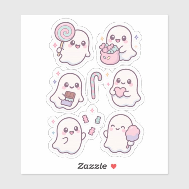 Adesivo Ghosts Kawaii Sticker Pack (Folha)