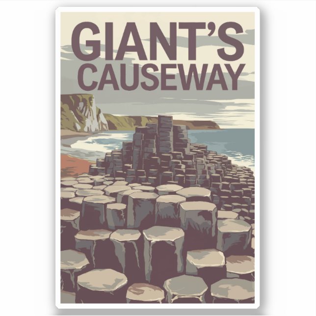 Adesivo Giant Causeway Ireland Illustration Viagem Art (Frente)