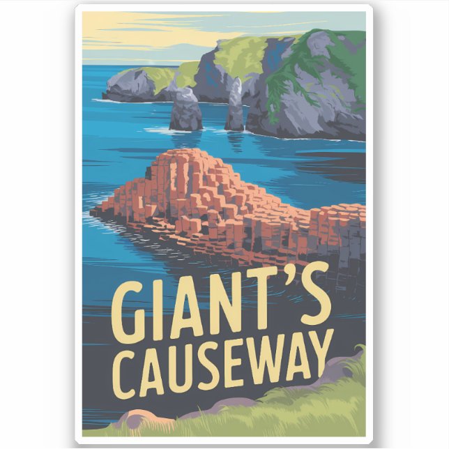 Adesivo Giant Causeway Ireland Viagem Art Vintage (Frente)
