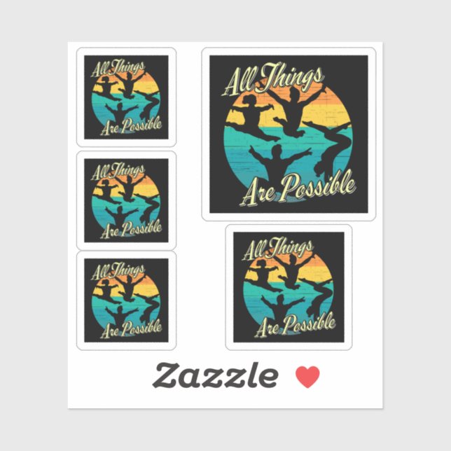 Adesivo Ginástica de Meninas - Todas as Coisas são Possíve (Folha)