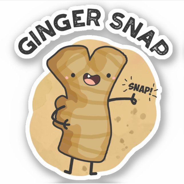 Adesivo Ginger Snap Funny Comida Herb Spice Pun (Frente)