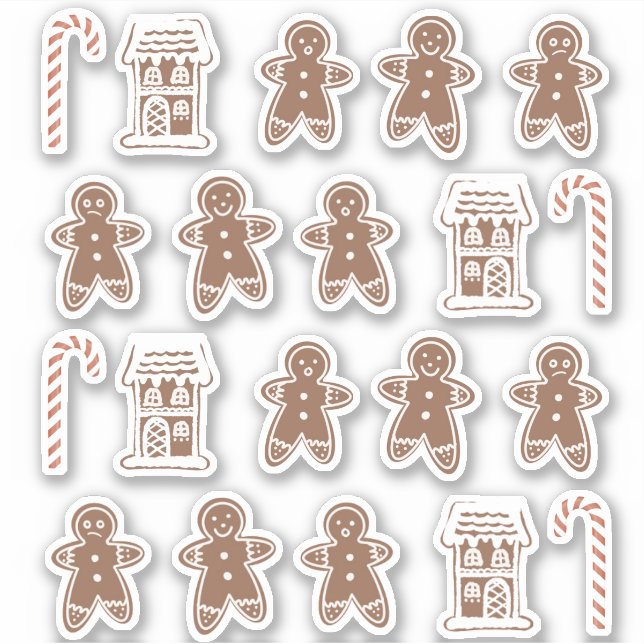 Adesivo Gingerbird Man House Candy Cane Cookie de Natal (Frente)