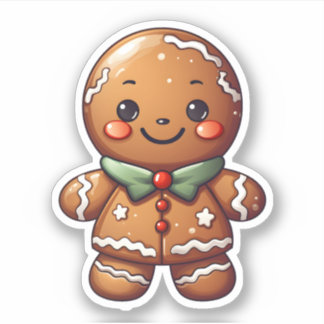 Adesivo Gingerpão de Natal bonito, Kawaii, Pelado Com Amor