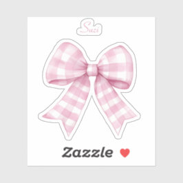 Adesivo Gingham Check Pink Arco com Nome Vinyl Sticker