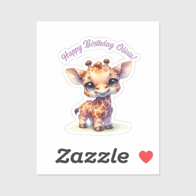 Adesivo Girafa-bebê bonitinha de água (Folha)