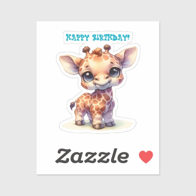 Adesivo Girafa-bebê bonitinha de água (Folha)