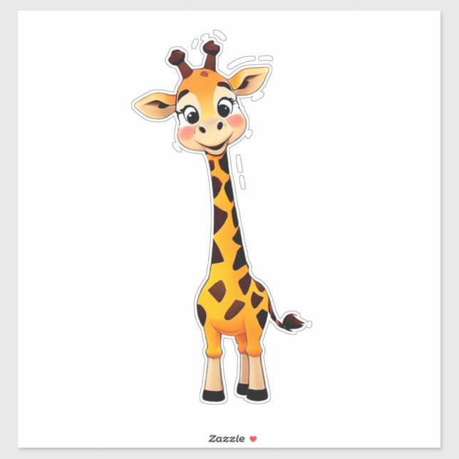 Adesivo Girafa de desenho animado fofa (Folha)