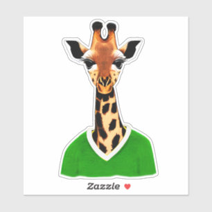 Adesivo Girafa Fofa Vestindo um Suéter Verde