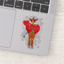 Girafa namorados bonita com balões cardíacos