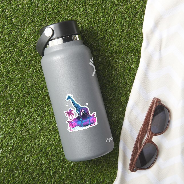 Adesivo Giraffe Synthwave Vaporwave Art (HydroFlask Insitu)