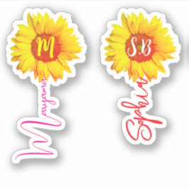 Adesivo (Girasóis Monogramáticos para Meninas) Nome Manusc