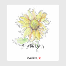 Adesivo Girassol Aquarela Personalizado
