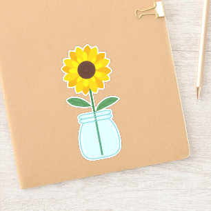 Adesivo Girassol em Mason Jar