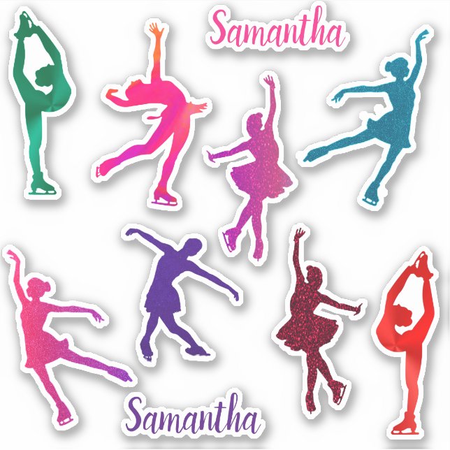 Adesivo Girls Figure Skating Custom-Cut Vinyl Stickers (Frente)