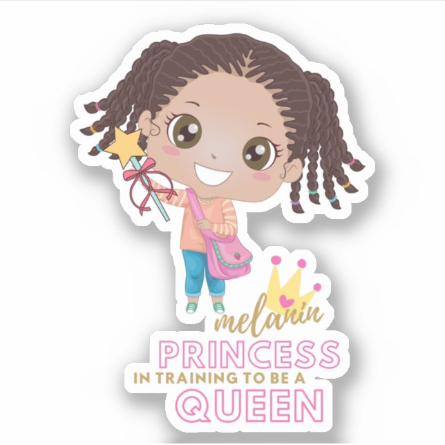 Adesivo Girls MELANIN Princesa Treinando Para Ser Rainha C (Frente)