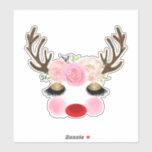 Adesivo Girly Christmas Holiday Reindeer Floral Antlers<br><div class="desc">Personalizar com ou sem texto</div>