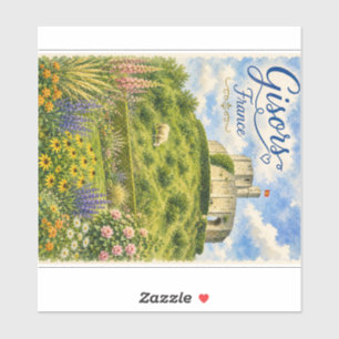 Adesivo Gisors França Castelo Normandia aquarela