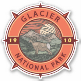 Adesivo Glacier National Park Retro Bighorn Shepass