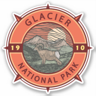 Adesivo Glacier National Park Retro Bighorn Shepass