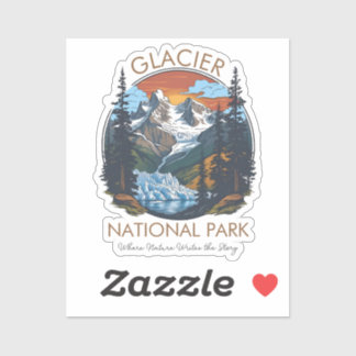 Adesivo Glacier National Park Retro Mountain