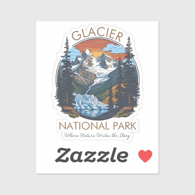 Adesivo Glacier National Park Retro Mountain  (Folha)