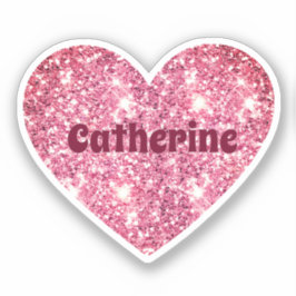 Adesivo Glam Aestic Girly Pink Glitter Heart Name