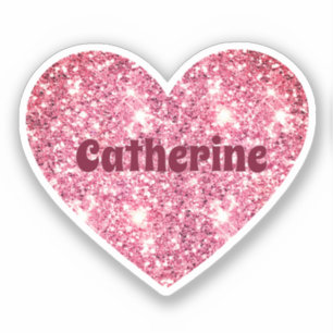 Adesivo Glam Aestic Girly Pink Glitter Heart Name