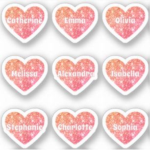 Adesivo Glam Girly Red Orange Glitter Hearts Pack