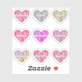 Adesivo Glam Girly Sparkle Glitter Hearts Pack