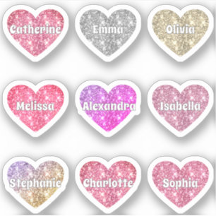 Adesivo Glam Girly Sparkle Glitter Hearts Pack