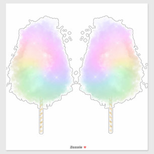 Adesivo Glitter de algodão doce pastel arco-íris fofo