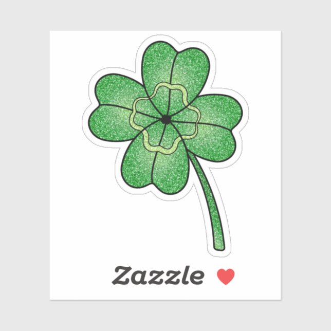 Adesivo Glitter Four Leaf Clover Custom-Cut Vinyl Stickers (Folha)