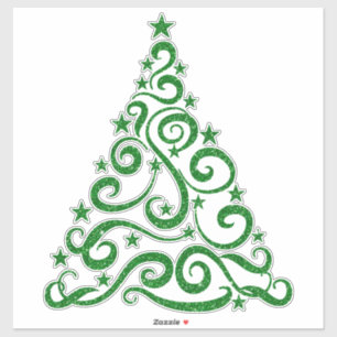 Adesivo Glitter verde   Árvore de espiral de Natal