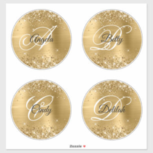 Adesivo Glittery Dourado Círculos de 6" Monograma Chique