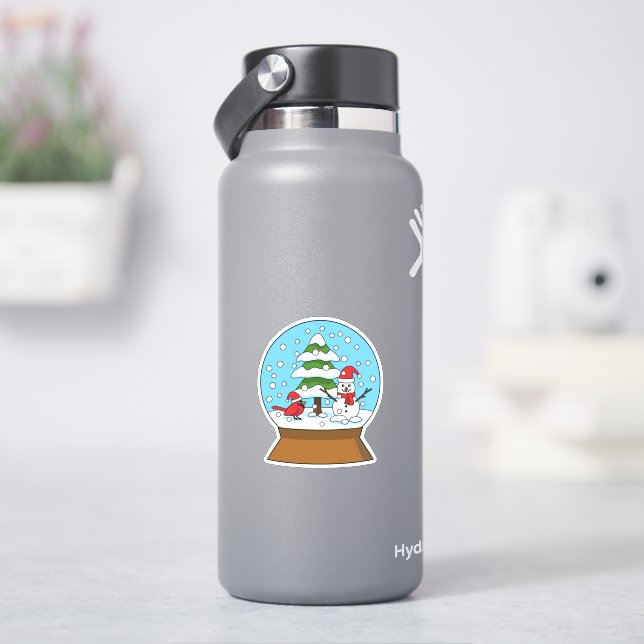 Adesivo Globo de Neve com Cardeal Snowman e Pine Tree (HidroFlask)