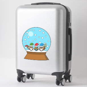 Adesivo Globo de Neve com Três Corujas Gnomo