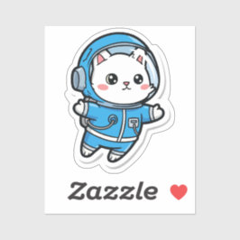 Adesivo Glossy Transparent -Cute Astronaut Cat 2x2