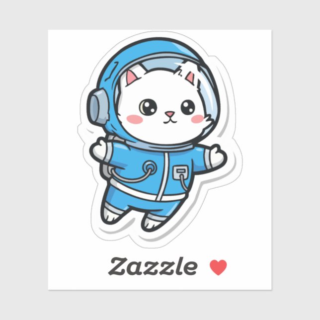 Adesivo Glossy Transparent -Cute Astronaut Cat 3x3 (Folha)