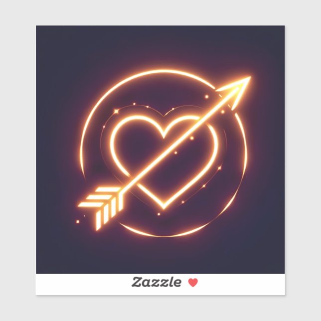 Adesivo glowing image of a heart with cupid's arrow (Folha)